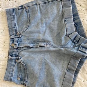 High-Waisted Light Wash Shorts
